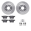 7512-31147 Drilled/Slotted Brake Rotors w/5000 Advanced Brake Pads Kit & Hardware [Silver], 2011-2014 BMW, Position: Front - image 1