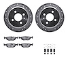 7512-31152 Drilled/Slotted Brake Rotors w/5000 Advanced Brake Pads Kit & Hardware [Silver], 1988-1990 BMW, Position: Rear - image 1