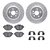 7512-31158 Drilled/Slotted Brake Rotors w/5000 Advanced Brake Pads Kit & Hardware [Silver], Fits Select BMW, Position: Rear - image 1