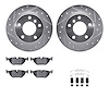 7512-31240 Drilled/Slotted Brake Rotors w/5000 Advanced Brake Pads Kit & Hardware [Silver], 1991-1999 BMW, Position: Rear - image 1