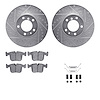 7512-31245 Drilled/Slotted Brake Rotors w/5000 Advanced Brake Pads Kit & Hardware [Silver], 1991-1993 BMW, Position: Front - image 1