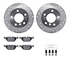 7512-31277 Drilled/Slotted Brake Rotors w/5000 Advanced Brake Pads Kit & Hardware [Silver], 1995-1999 BMW, Position: Rear - image 1
