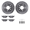 7512-31292 Drilled/Slotted Brake Rotors w/5000 Advanced Brake Pads Kit & Hardware [Silver], 1996-2005 BMW, Position: Rear - image 1