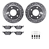 7512-31304 Drilled/Slotted Brake Rotors w/5000 Advanced Brake Pads Kit & Hardware [Silver], 1998-2002 BMW, Position: Rear - image 1