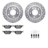 7512-31367 Drilled/Slotted Brake Rotors w/5000 Advanced Brake Pads Kit & Hardware [Silver], 2003-2006 BMW, Position: Rear - image 1