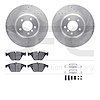 7512-31388 Drilled/Slotted Brake Rotors w/5000 Advanced Brake Pads Kit & Hardware [Silver], 2004-2010 BMW, Position: Front - image 1
