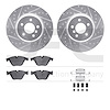 7512-31504 Drilled/Slotted Brake Rotors w/5000 Advanced Brake Pads Kit & Hardware [Silver], 2011-2018 BMW, Position: Front - image 1