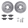 7512-31522 Drilled/Slotted Brake Rotors w/5000 Advanced Brake Pads Kit & Hardware [Silver], 2011-2011 BMW, Position: Front - image 1