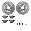 7512-31537 Drilled/Slotted Brake Rotors w/5000 Advanced Brake Pads Kit & Hardware [Silver], 2011-2015 BMW, Position: Rear - image 1