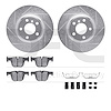 7512-31566 Drilled/Slotted Brake Rotors w/5000 Advanced Brake Pads Kit & Hardware [Silver], 2012-2020 BMW, Position: Rear - image 1