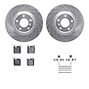7512-31587 Drilled/Slotted Brake Rotors w/5000 Advanced Brake Pads Kit & Hardware [Silver], 2012-2020 BMW, Position: Rear - image 1