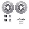 7512-31590 Drilled/Slotted Brake Rotors w/5000 Advanced Brake Pads Kit & Hardware [Silver], 2013-2021 BMW, Position: Rear - image 1