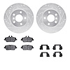 7512-31608 Drilled/Slotted Brake Rotors w/5000 Advanced Brake Pads Kit & Hardware [Silver], 2014-2021 BMW, Position: Front - image 1