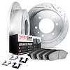 7512-37001 Drilled/Slotted Brake Rotors w/5000 Advanced Brake Pads Kit & Hardware [Silver], 1978-1980 GM, Position: Front - image 1