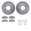 7512-37004 Drilled/Slotted Brake Rotors w/5000 Advanced Brake Pads Kit & Hardware [Silver], 1984-1987 GM, Position: Front - image 1
