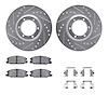 7512-37006 Drilled/Slotted Brake Rotors w/5000 Advanced Brake Pads Kit & Hardware [Silver], 1986-1986 GM, Position: Front - image 1