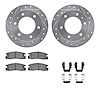 7512-37009 Drilled/Slotted Brake Rotors w/5000 Advanced Brake Pads Kit & Hardware [Silver], 1988-1995 GM, Position: Rear - image 1