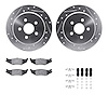 7512-39002 Drilled/Slotted Brake Rotors w/5000 Advanced Brake Pads Kit & Hardware [Silver], 1995-2003 Mopar, Position: Rear - image 1
