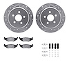 7512-39004 Drilled/Slotted Brake Rotors w/5000 Advanced Brake Pads Kit & Hardware [Silver], 2003-2010 Mopar, Position: Rear - image 1