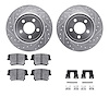 7512-39006 Drilled/Slotted Brake Rotors w/5000 Advanced Brake Pads Kit & Hardware [Silver], Fits Select Mopar, Position: Rear - image 1