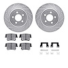 7512-39010 Drilled/Slotted Brake Rotors w/5000 Advanced Brake Pads Kit & Hardware [Silver], Fits Select Mopar, Position: Rear - image 1