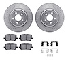 7512-39014 Drilled/Slotted Brake Rotors w/5000 Advanced Brake Pads Kit & Hardware [Silver], Fits Select Mopar, Position: Rear - image 1