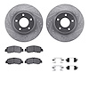 7512-39015 Drilled/Slotted Brake Rotors w/5000 Advanced Brake Pads Kit & Hardware [Silver], Fits Select Mitsubishi, Position: Fr - image 1