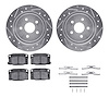7512-39034 Drilled/Slotted Brake Rotors w/5000 Advanced Brake Pads Kit & Hardware [Silver], 1988-1989 GM, Position: Rear - image 1