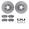 7512-39083 Drilled/Slotted Brake Rotors w/5000 Advanced Brake Pads Kit & Hardware [Silver], 2001-2010 Mopar, Position: Front - image 1
