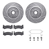 7512-39104 Drilled/Slotted Brake Rotors w/5000 Advanced Brake Pads Kit & Hardware [Silver], 1972-1973 Mopar, Position: Front - image 1