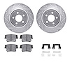 7512-39111 Drilled/Slotted Brake Rotors w/5000 Advanced Brake Pads Kit & Hardware [Silver], 2005-2018 Mopar, Position: Rear - image 1
