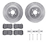 7512-39119 Drilled/Slotted Brake Rotors w/5000 Advanced Brake Pads Kit & Hardware [Silver], Fits Select Mopar, Position: Front - image 1