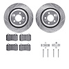 7512-39122 Drilled/Slotted Brake Rotors w/5000 Advanced Brake Pads Kit & Hardware [Silver], 2005-2020 Mopar, Position: Rear - image 1
