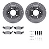 7512-40006 Drilled/Slotted Brake Rotors w/5000 Advanced Brake Pads Kit & Hardware [Silver], 1993-2004 Mopar, Position: Rear - image 1