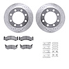 7512-40013 Drilled/Slotted Brake Rotors w/5000 Advanced Brake Pads Kit & Hardware [Silver], 1973-1997 Mopar, Position: Front - image 1