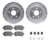 7512-40041 Drilled/Slotted Brake Rotors w/5000 Advanced Brake Pads Kit & Hardware [Silver], 2008-2012 Mopar, Position: Rear - image 1