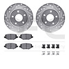 7512-40042 Drilled/Slotted Brake Rotors w/5000 Advanced Brake Pads Kit & Hardware [Silver], 2012-2016 Mopar, Position: Rear - image 1