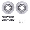7512-40057 Drilled/Slotted Brake Rotors w/5000 Advanced Brake Pads Kit & Hardware [Silver], 1997-1998 Mopar, Position: Front - image 1