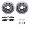 7512-40083 Drilled/Slotted Brake Rotors w/5000 Advanced Brake Pads Kit & Hardware [Silver], 2002-2018 Mopar, Position: Rear - image 1