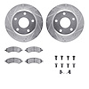 7512-40091 Drilled/Slotted Brake Rotors w/5000 Advanced Brake Pads Kit & Hardware [Silver], 2005-2010 Multiple Makes/Models, Pos - image 1
