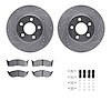 7512-40127 Drilled/Slotted Brake Rotors w/5000 Advanced Brake Pads Kit & Hardware [Silver], 1995-1999 Mopar, Position: Front - image 1