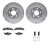 7512-40140 Drilled/Slotted Brake Rotors w/5000 Advanced Brake Pads Kit & Hardware [Silver], 1984-1990 Mopar, Position: Front - image 1