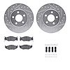 7512-40144 Drilled/Slotted Brake Rotors w/5000 Advanced Brake Pads Kit & Hardware [Silver], 1992-1992 Mopar, Position: Front - image 1