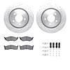 7512-40157 Drilled/Slotted Brake Rotors w/5000 Advanced Brake Pads Kit & Hardware [Silver], 1999-2004 Mopar, Position: Front - image 1