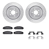 7512-40187 Drilled/Slotted Brake Rotors w/5000 Advanced Brake Pads Kit & Hardware [Silver], 2008-2009 Mopar, Position: Front - image 1