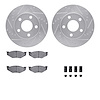 7512-40215 Drilled/Slotted Brake Rotors w/5000 Advanced Brake Pads Kit & Hardware [Silver], 1987-1988 Mopar, Position: Front - image 1