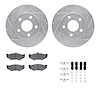 7512-40216 Drilled/Slotted Brake Rotors w/5000 Advanced Brake Pads Kit & Hardware [Silver], 1989-1990 Mopar, Position: Front - image 1