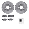 7512-40230 Drilled/Slotted Brake Rotors w/5000 Advanced Brake Pads Kit & Hardware [Silver], 1991-1995 Mopar, Position: Front - image 1