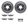 7512-40278 Drilled/Slotted Brake Rotors w/5000 Advanced Brake Pads Kit & Hardware [Silver], 1997-2000 Mopar, Position: Rear - image 1