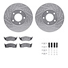 7512-40336 Drilled/Slotted Brake Rotors w/5000 Advanced Brake Pads Kit & Hardware [Silver], 1996-1996 Mopar, Position: Front - image 1